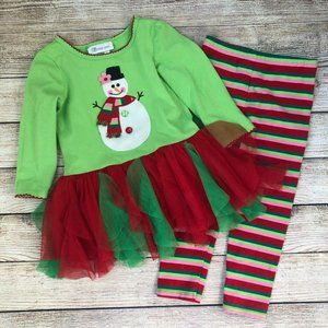 Girls 2T Christmas Outfit - tutu top & leggings